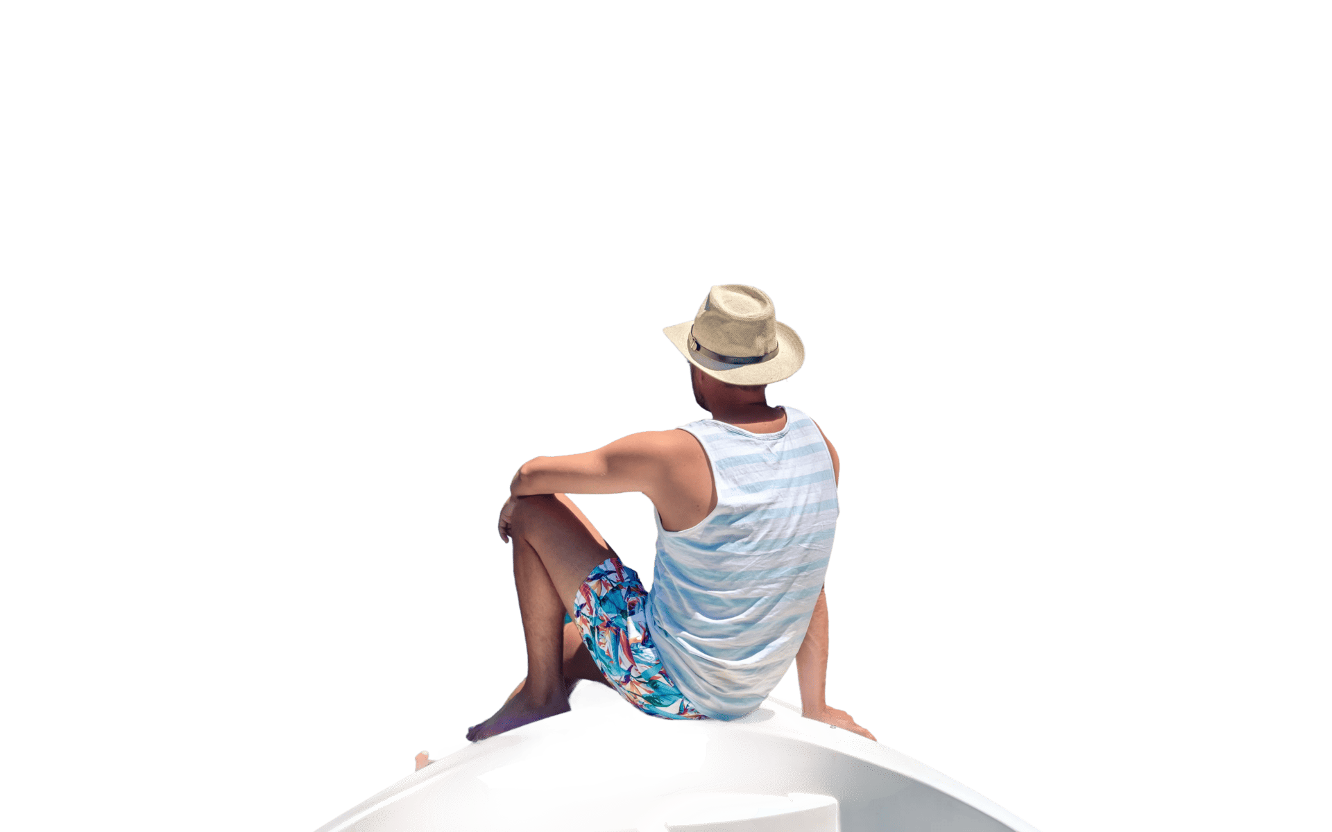 fond transparent homme sur un bateau